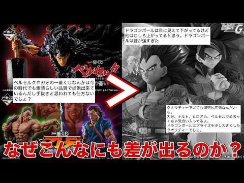 【ドラゴンボール】そんなに差があるのか？ドラゴンボールと刃牙・ベルセルクの一番くじフィギュアを見比べてみた！